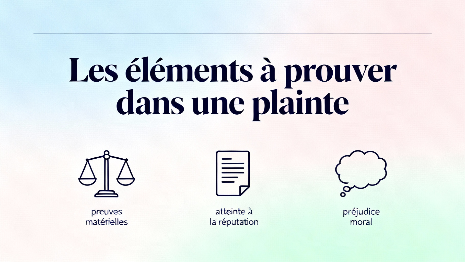 Les éléments à prouver dans une plainte