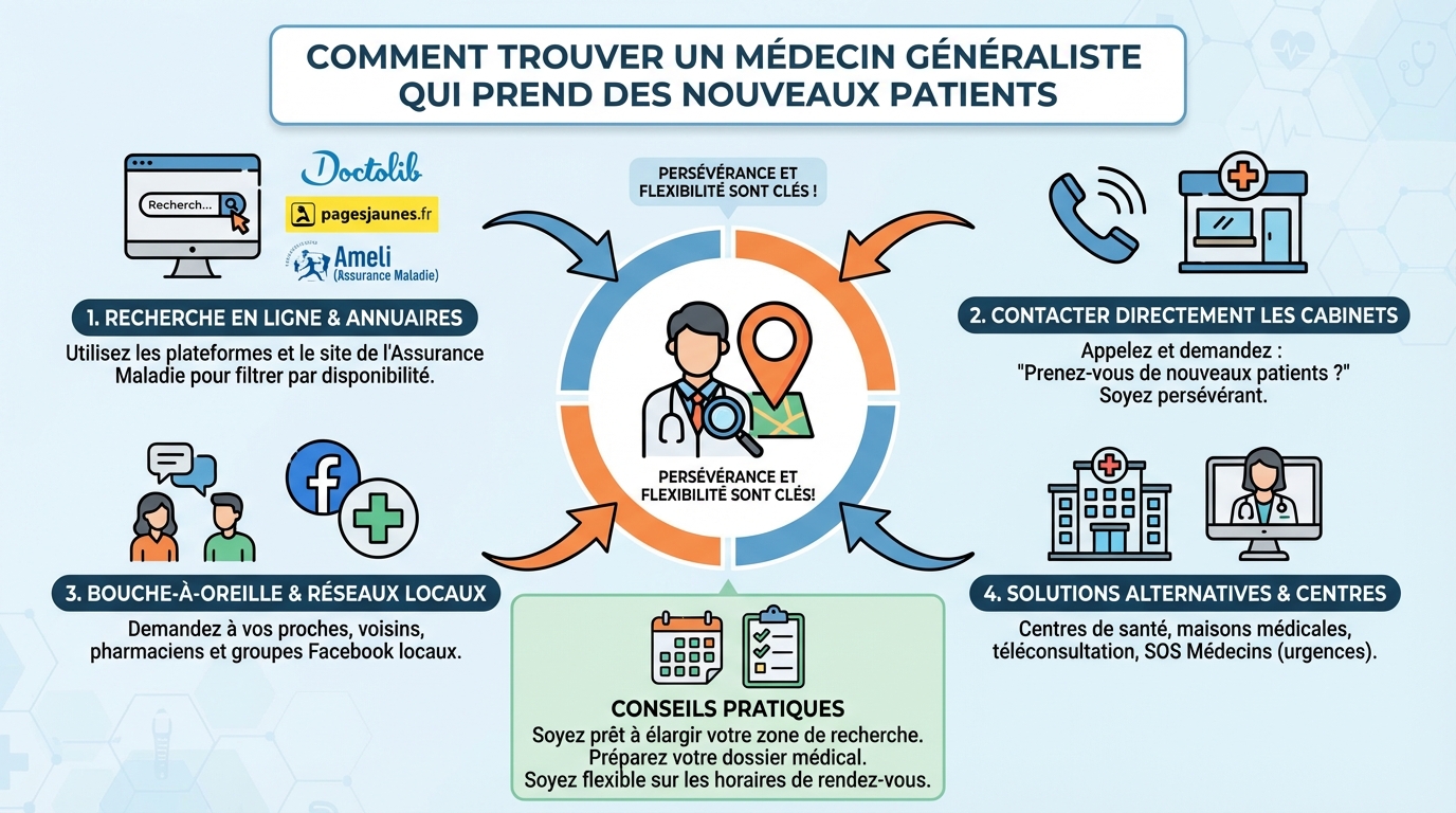 Comment rechercher un médecin qui prend des nouveaux patients ?