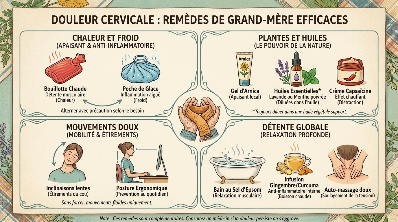 Remèdes de grand-mère pour soulager la douleur cervicale
